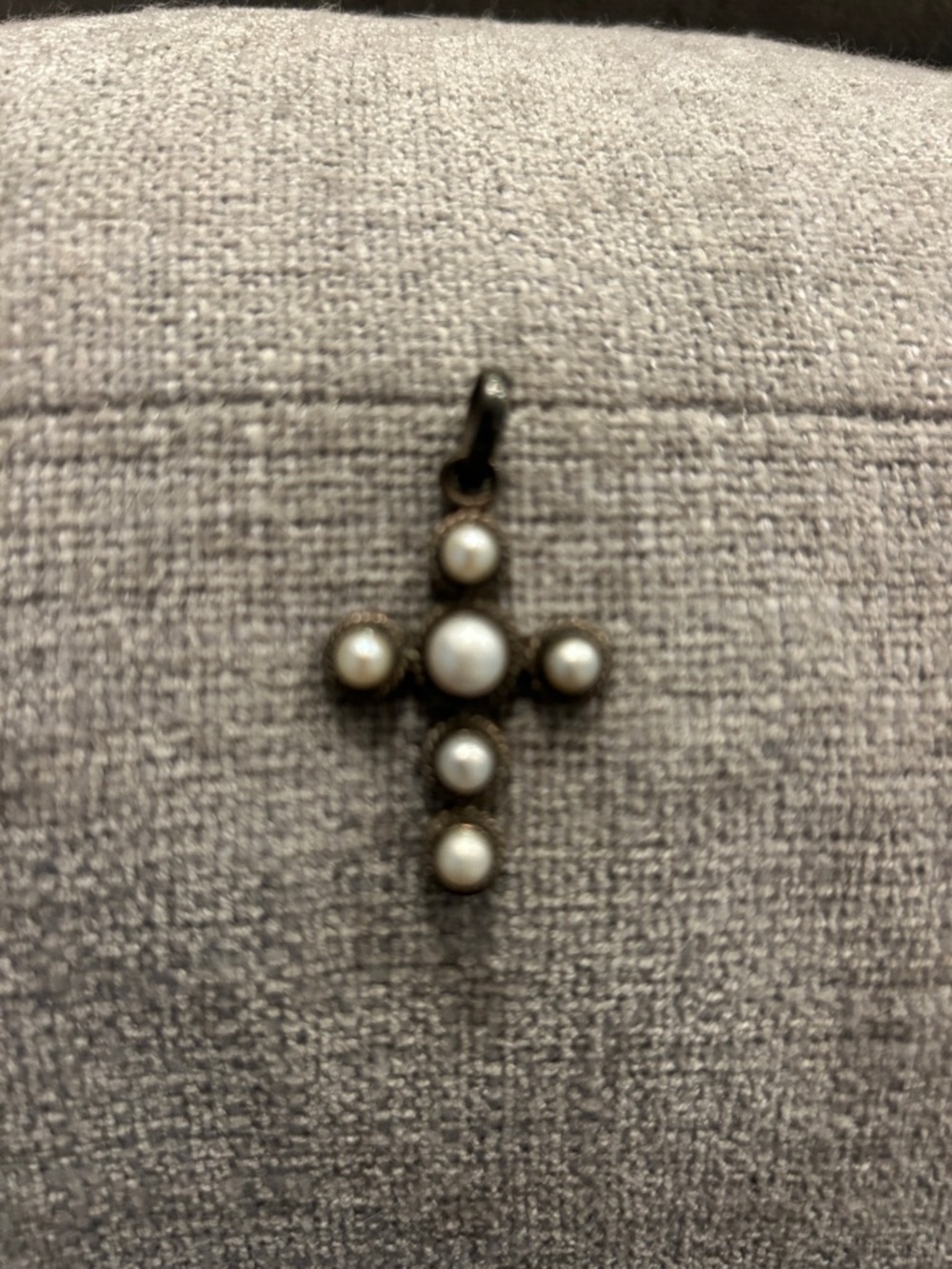 Pearl Cross Pendant - 925 silver stamp on back